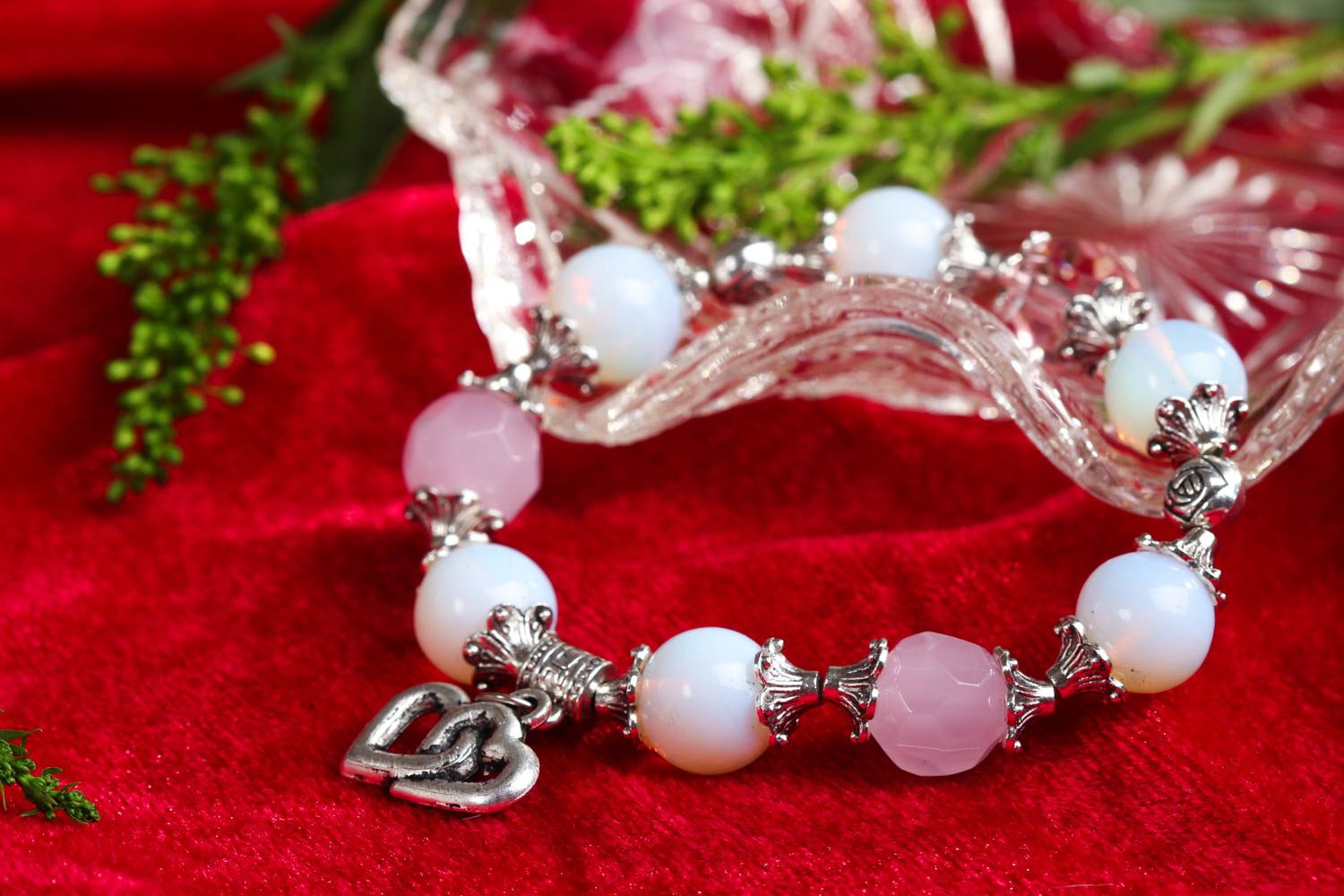 Handmade bracelet with natural stones woven quartz bracelet fashion jewelry photo 1