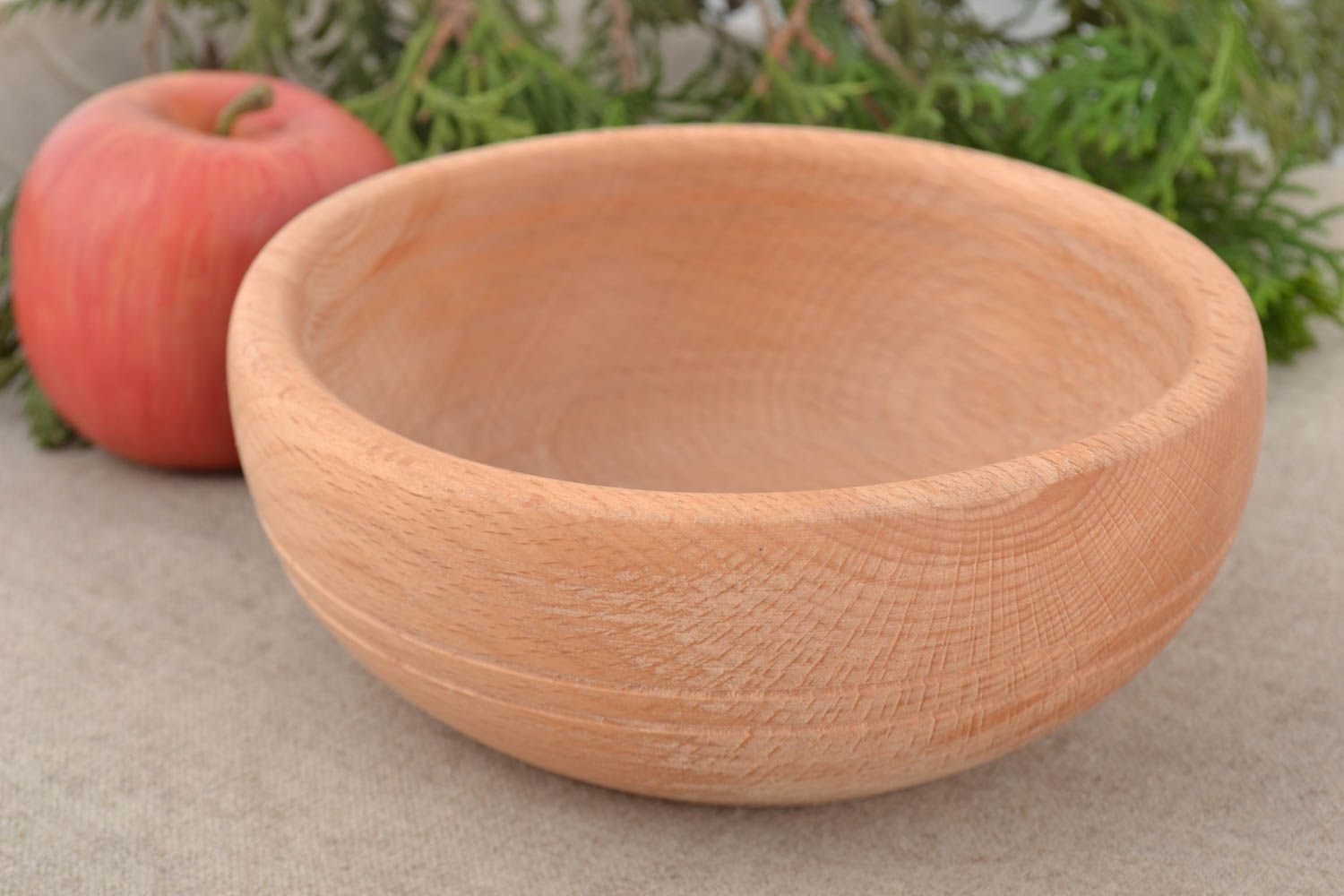 Handmade decorative carved deep wooden bowl for soups and salads 500 ml  photo 1