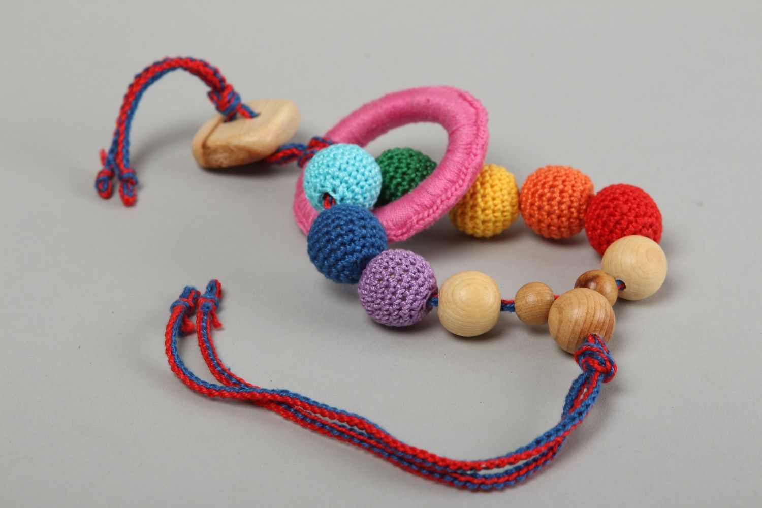Handmade wooden teething toy childrens toys baby toys crochet ideas small gifts photo 2