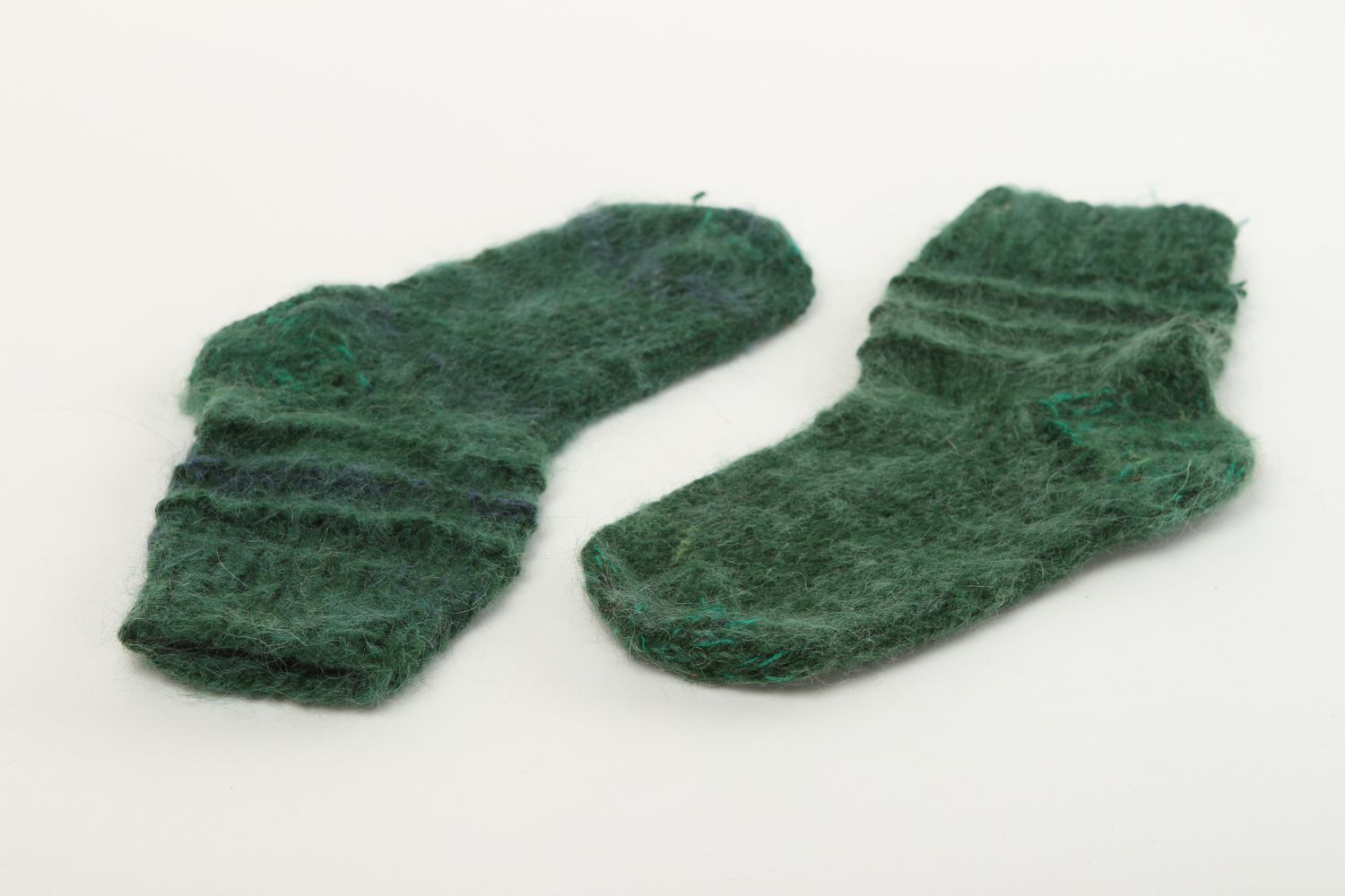 Handmade green woolen socks knitted socks winter clothes Christmas gift ideas photo 3