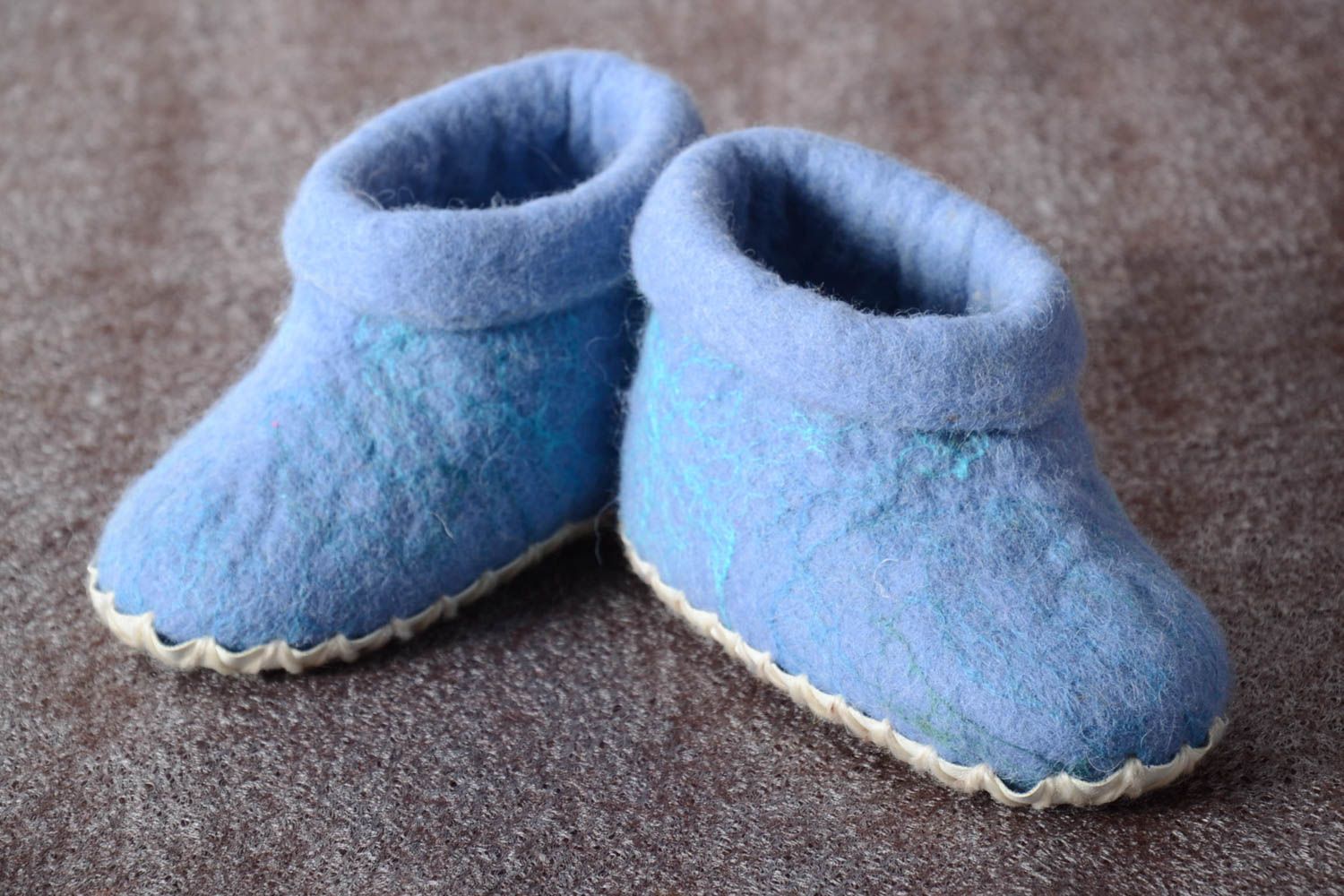 Hausschuhe Wolle handmade warme Hausschuhe Geschenkidee für Kinder in Blau foto 1