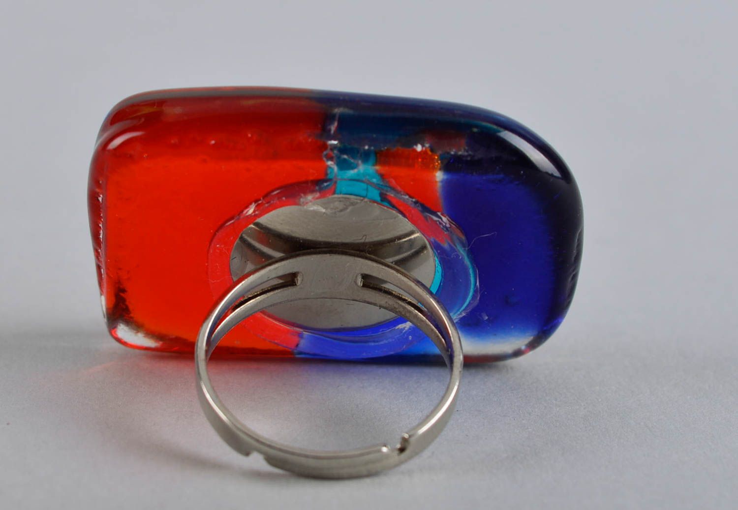 Кольцо ручной работы авторское украшение стеклянное оригинальное кольцо фото 4