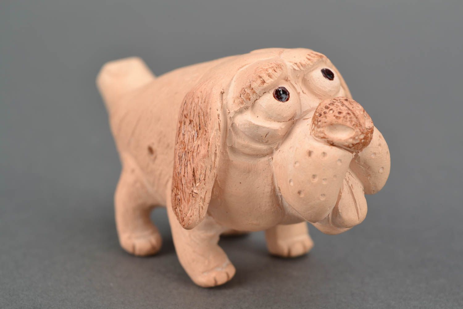 Sifflet en céramique fait main en forme de chien photo 1