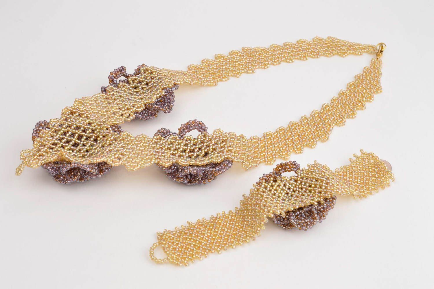Stylish handmade jewelry set beaded necklace and bracelet handmade gifts photo 4
