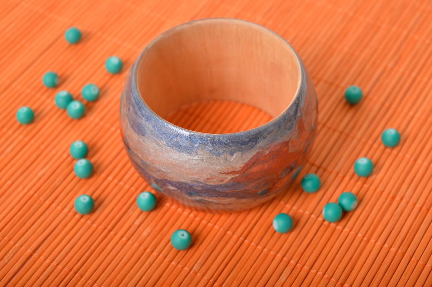 Handmade beautiful wooden bracelet unusual designer bracelet wrist jewelry photo 2