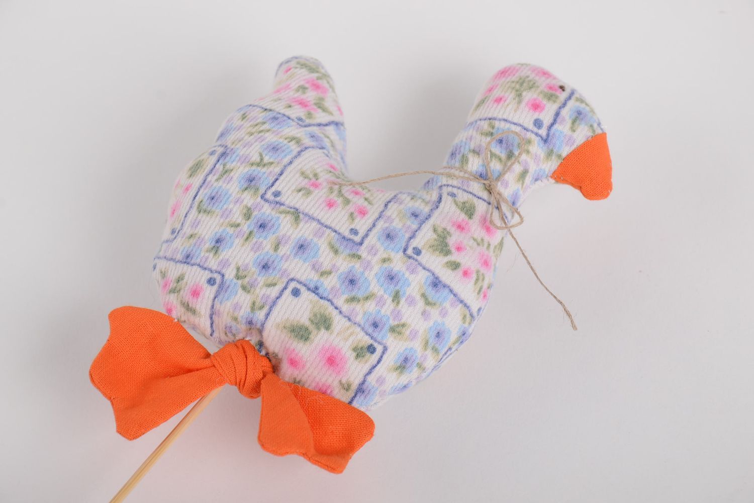 Pájaro decorativo hecho a mano juguete de tela para la decoración de maceta  foto 3