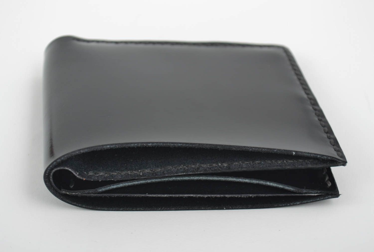 Herren Geldbörse handmade Leder Portemonnaie Accessoire für Männer schwarz foto 4