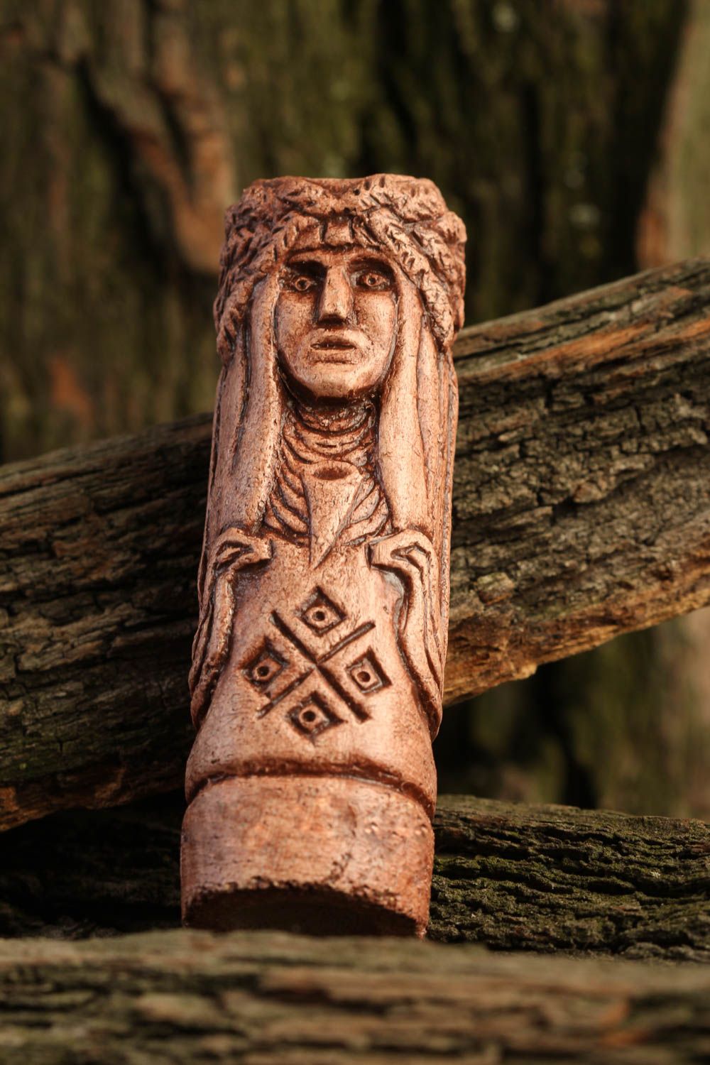 Figurine décorative fait main Statuette ethnique argile amulette Déco maison photo 1