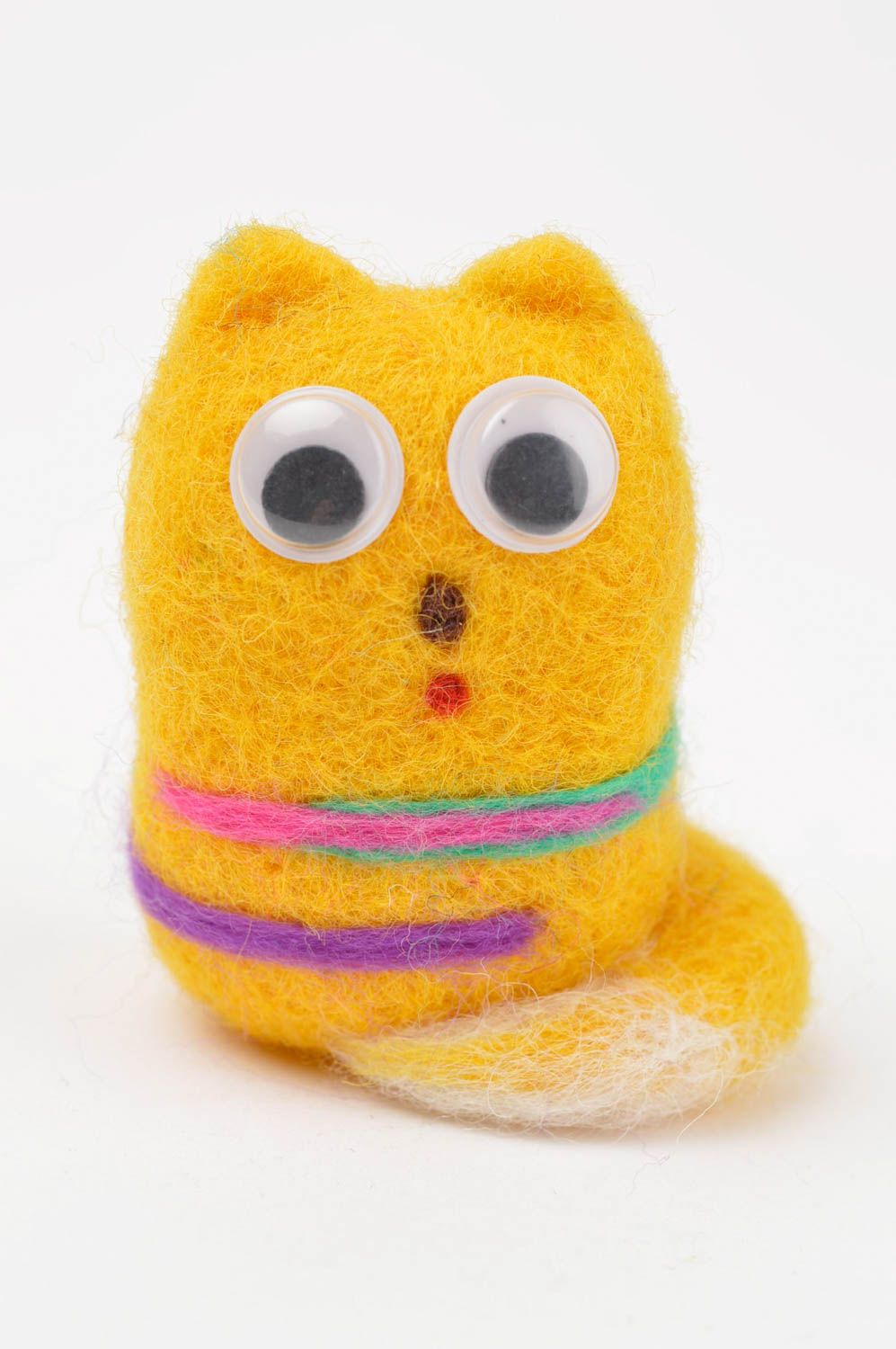 Peluche décorative fait main Jouet en laine Cadeau enfant Chaton jaune photo 2