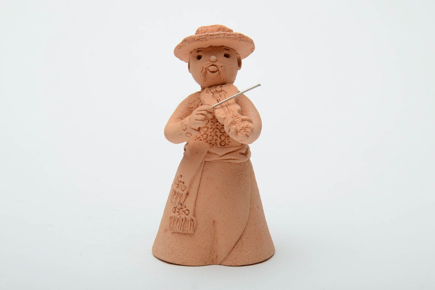 Statuetta musicista in argilla fatta a mano figurina decorativa in ceramica  foto 2