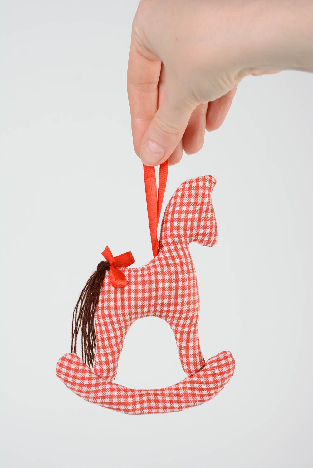 Joli jouet mou fait main cousu en coton original cheval à bascule cadeau photo 4