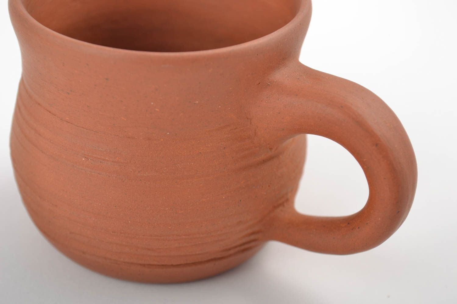 5 oz Mexican terracotta clay cup with handle and no pattern photo 5