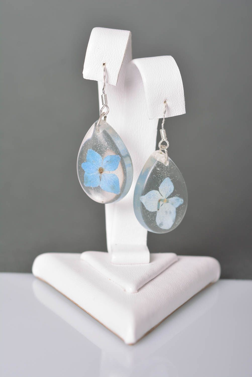 Handmade accessories epoxy earrings metal earrings epoxy item hydrangea earrings photo 2