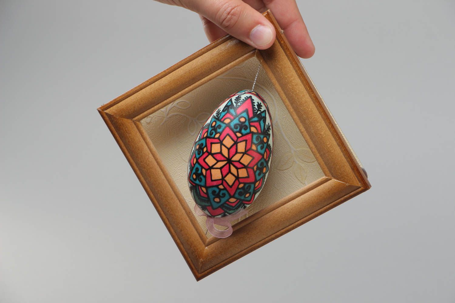 Пасхальное яйцо расписное в рамке панно ручной работы маленькое ручной работы фото 5