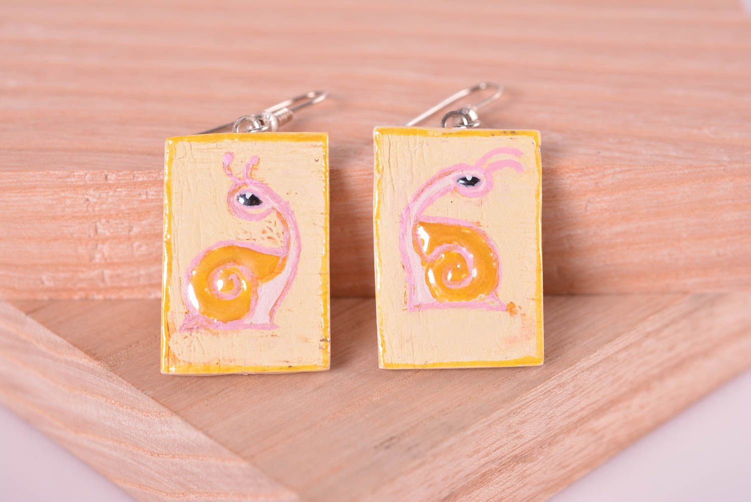 Jewelry handmade earrings long earrings with painted snails designer gift photo 2