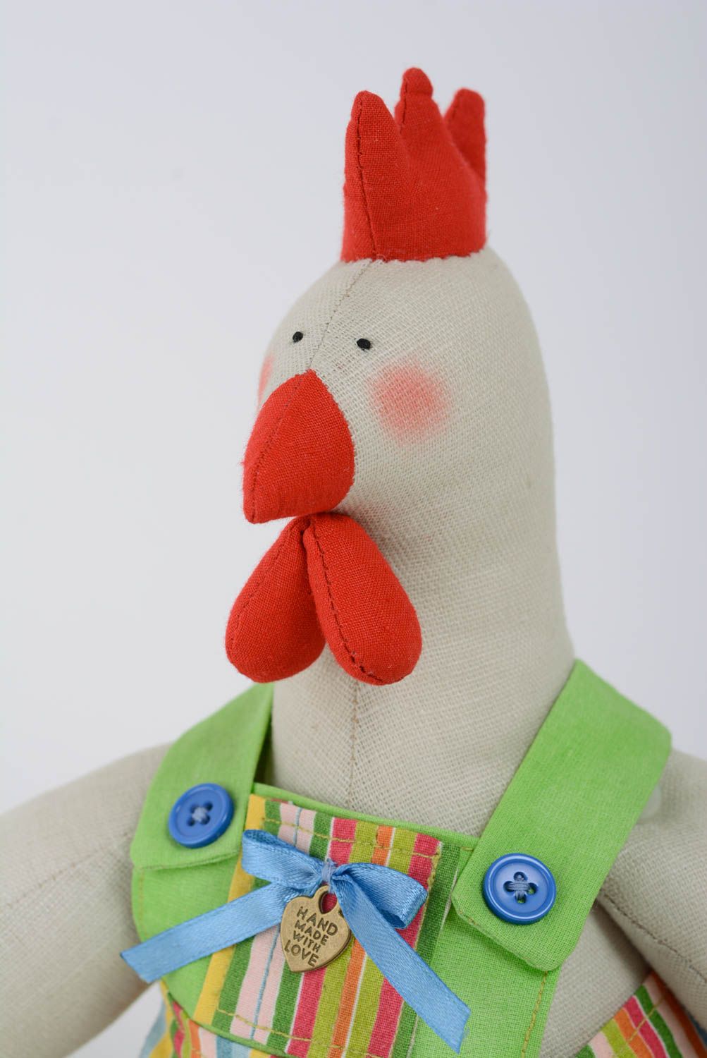 Beautiful handmade fabric soft toy chicken with long legs for home decor photo 2