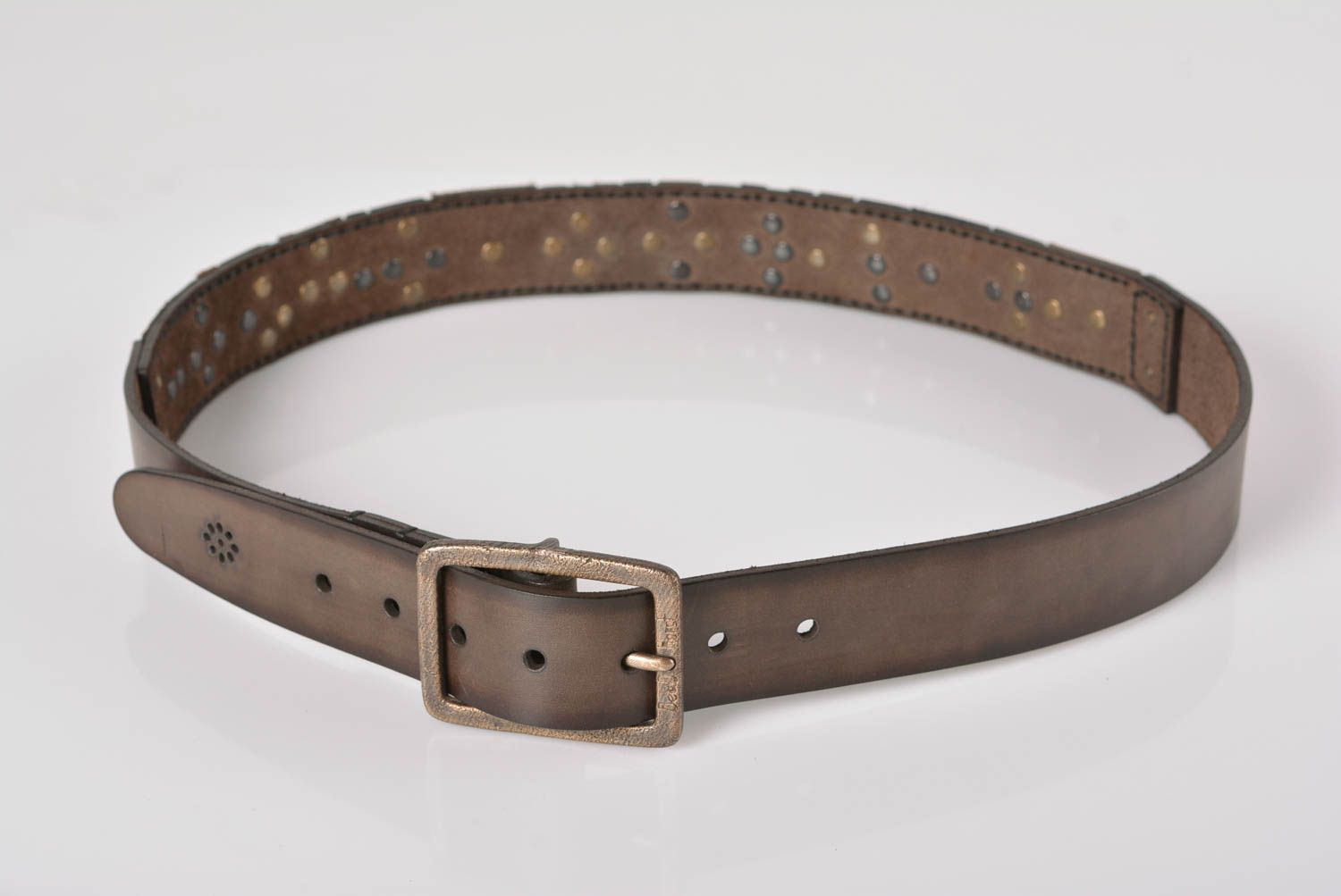 Cinturón de cuero hecho a mano ropa masculina de estilo accesorio de moda foto 5