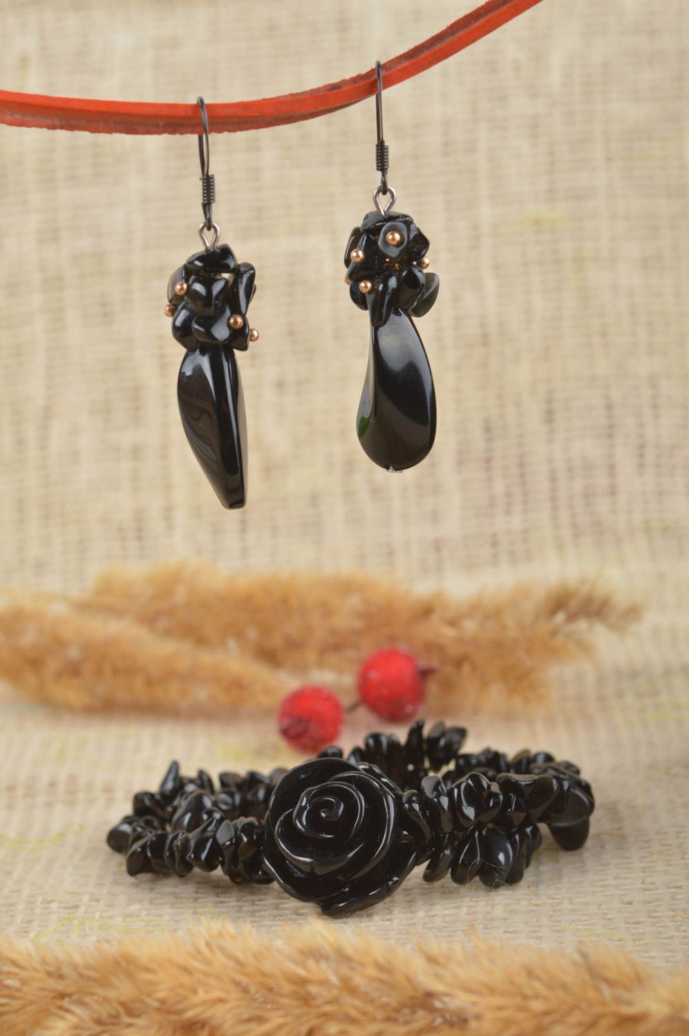 Unusual handmade beaded earrings beaded bracelet cool jewelry set designs photo 1