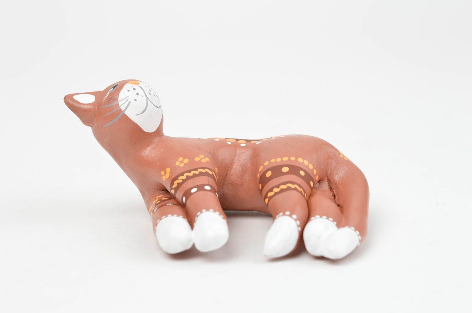 Gatto in ceramica fatto a mano figurina divertente souvenir animaletto originale foto 3