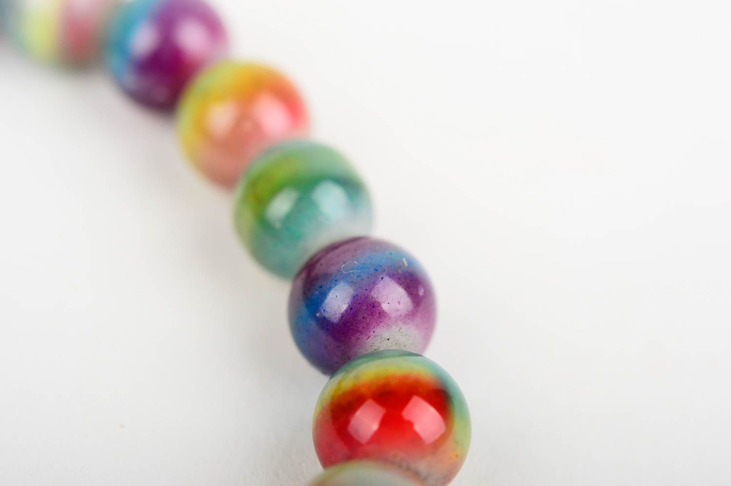 Multicolor fusion glass beads stretchy unisex bracelet photo 4