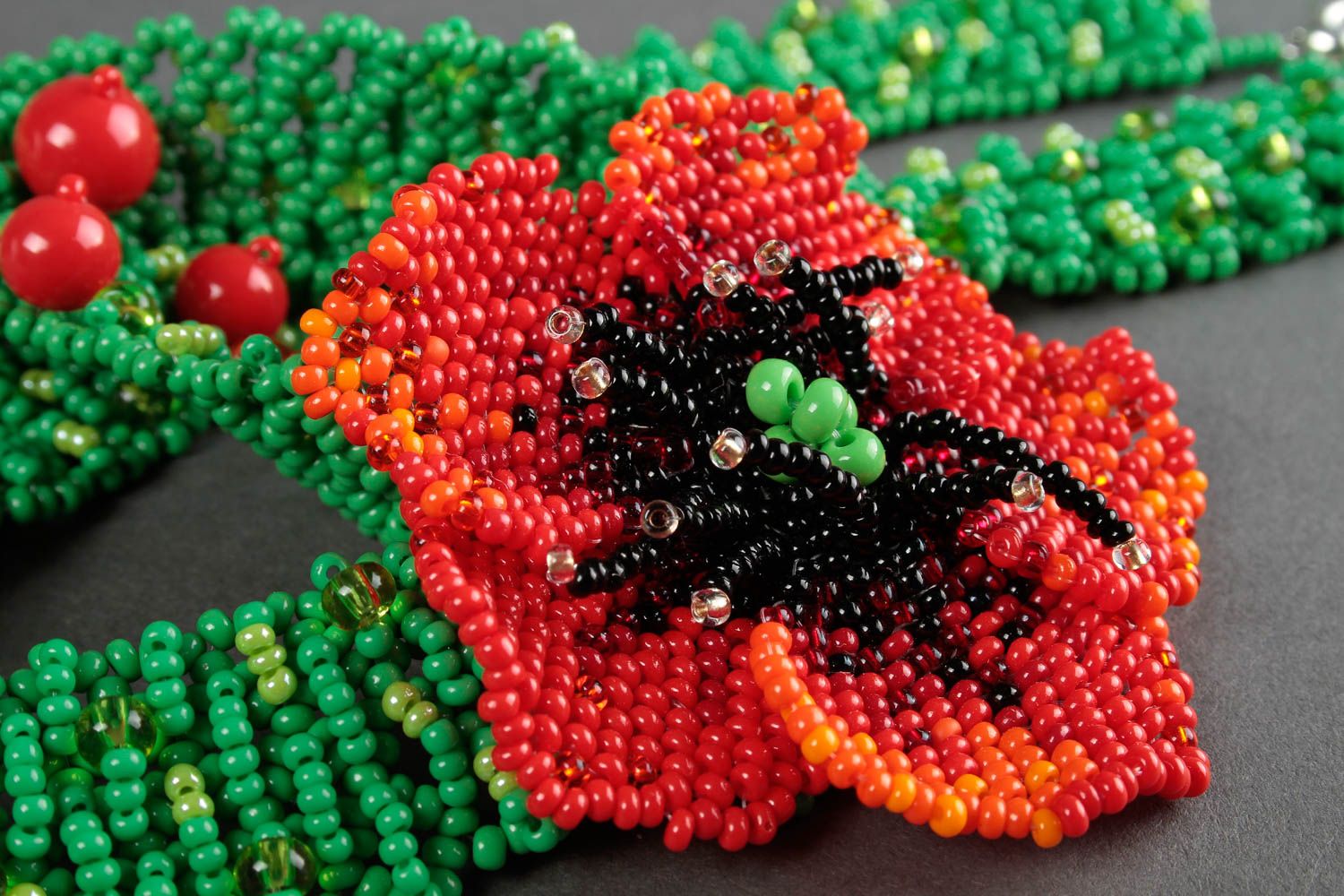 Handmade seed bead necklace handmade jewelry cord necklace elegant accessories photo 5