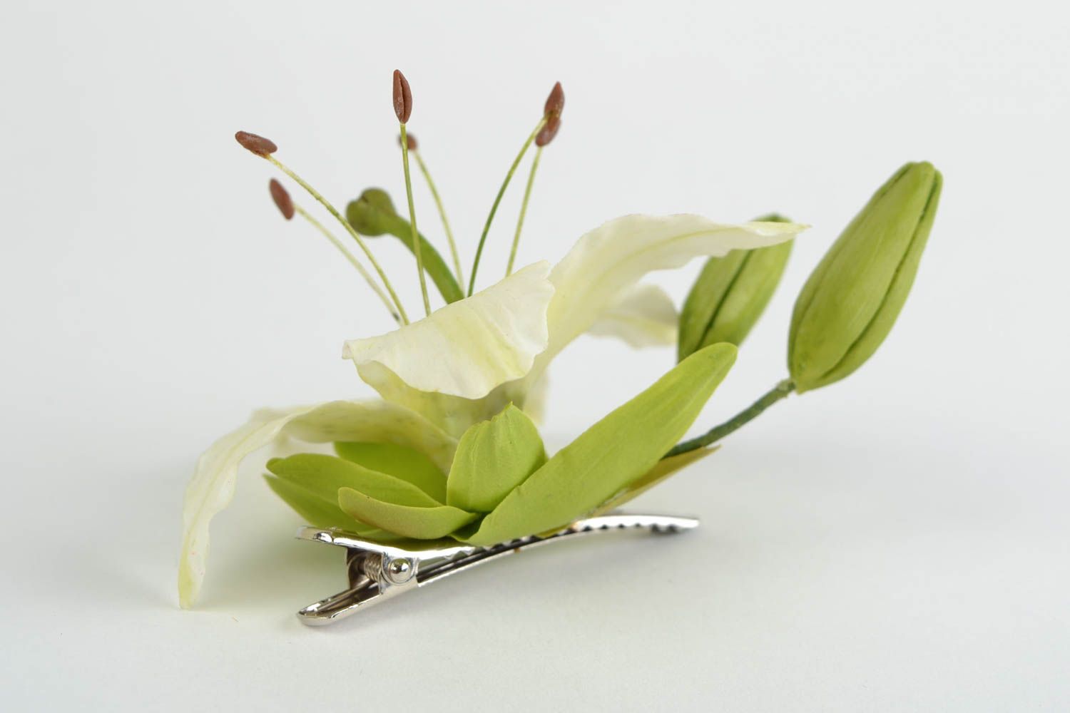 Handmade hair clip Brooch made of cold porcelain Flower beautiful hair accessory photo 4