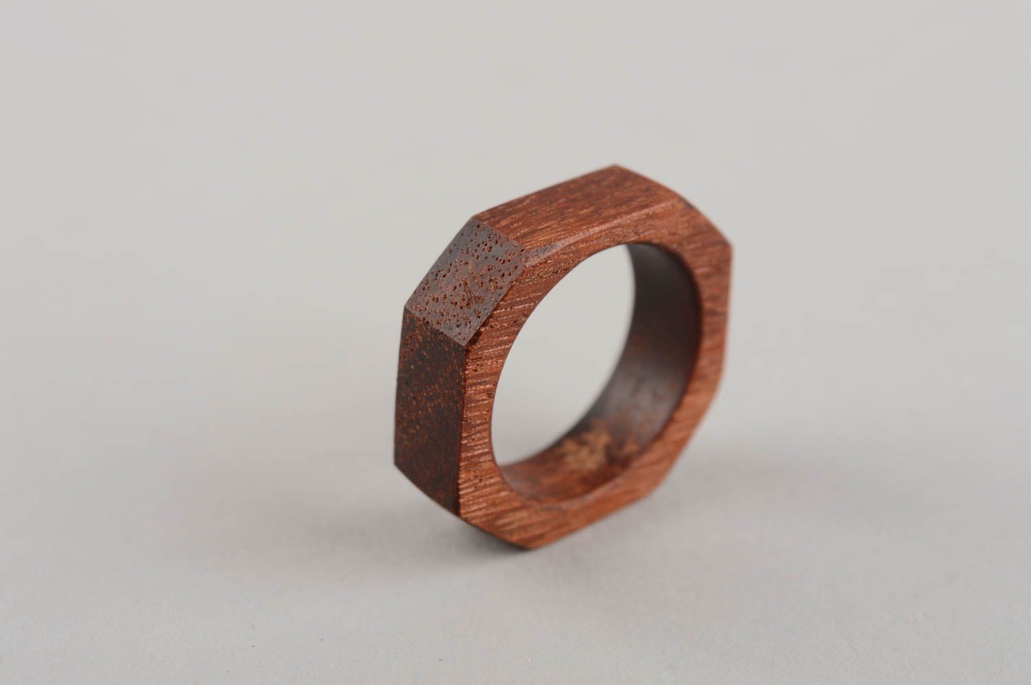 Handmade cute unusual designer accessory ring screw made of natural wood photo 4