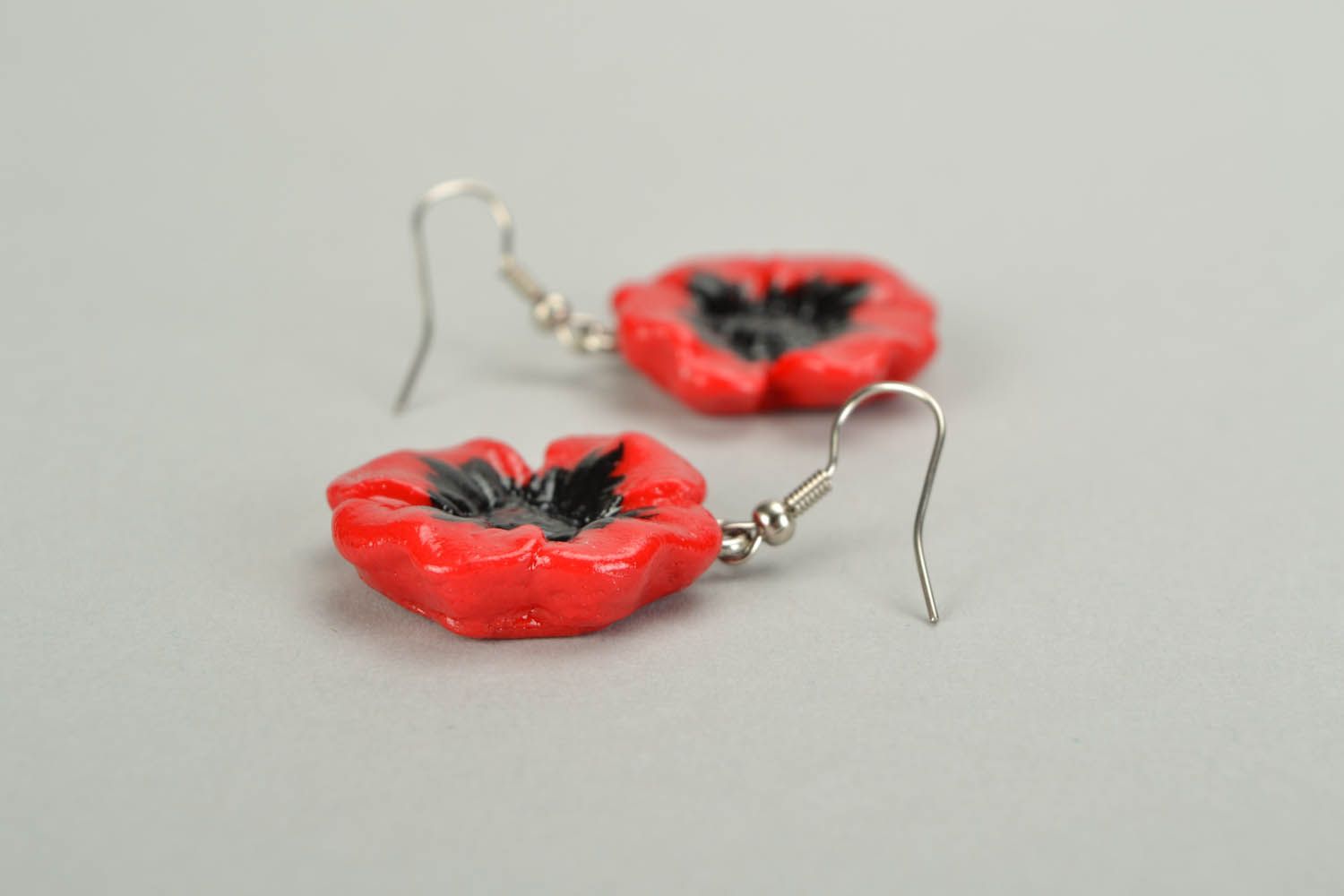 Polymer clay earrings Poppies photo 3