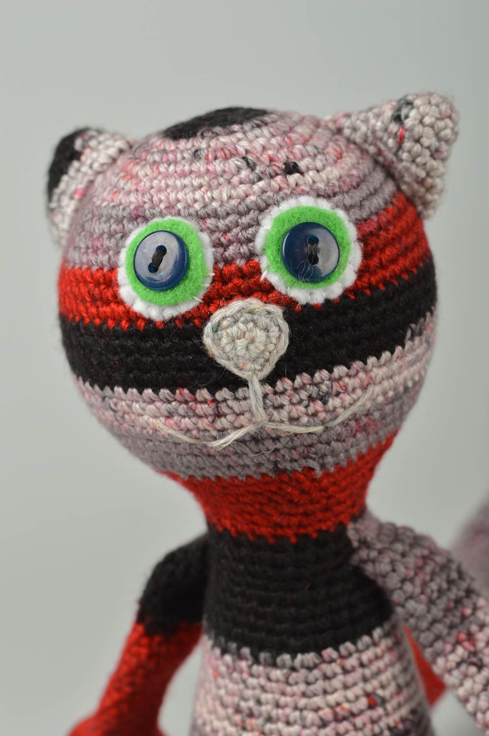 Crocheted red cat toy handmade cotton cat toy kids soft toy crochet small toy    photo 4