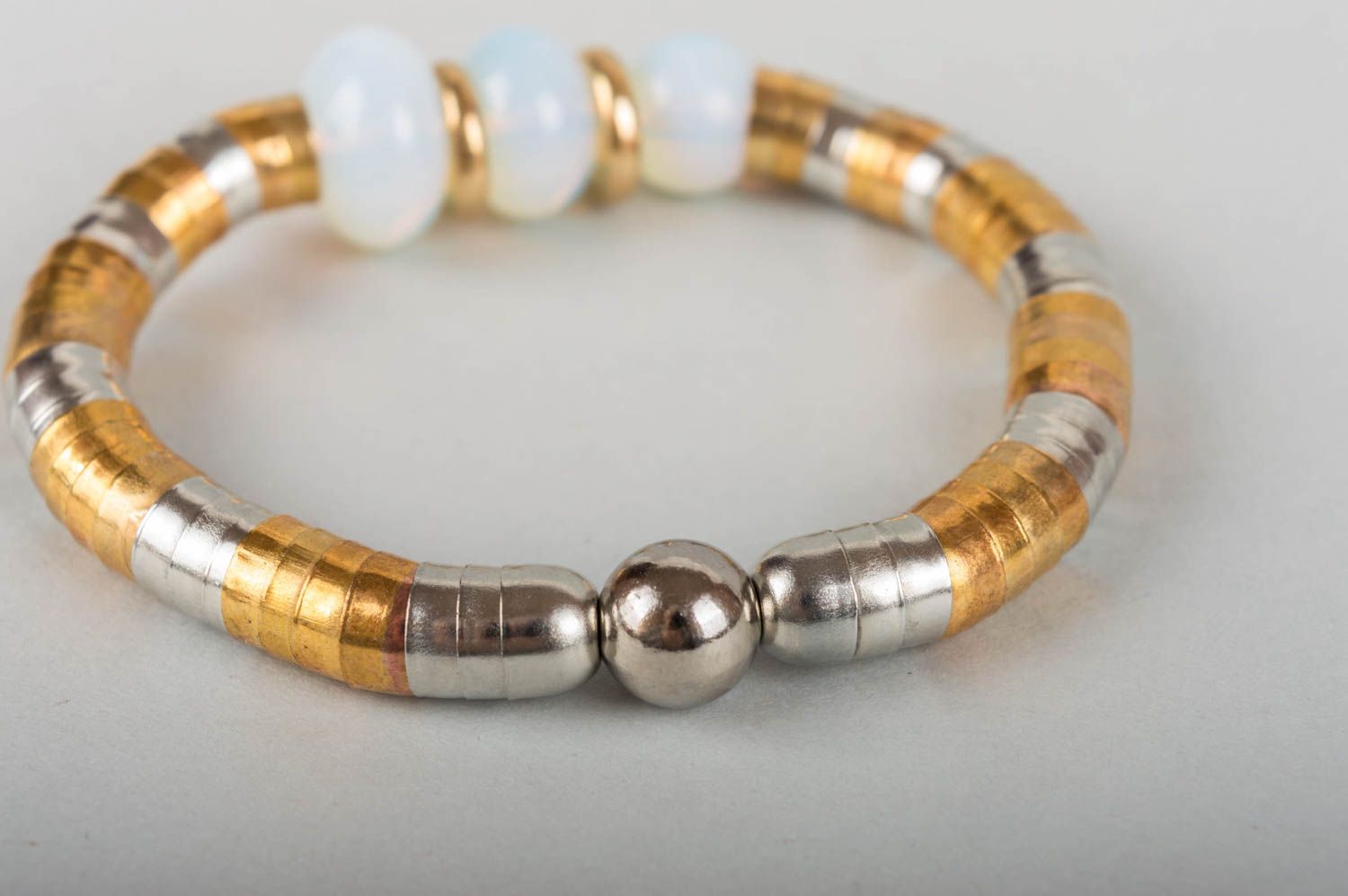 Natural stone bracelet brass jewelry handmade moonstone accessory photo 4