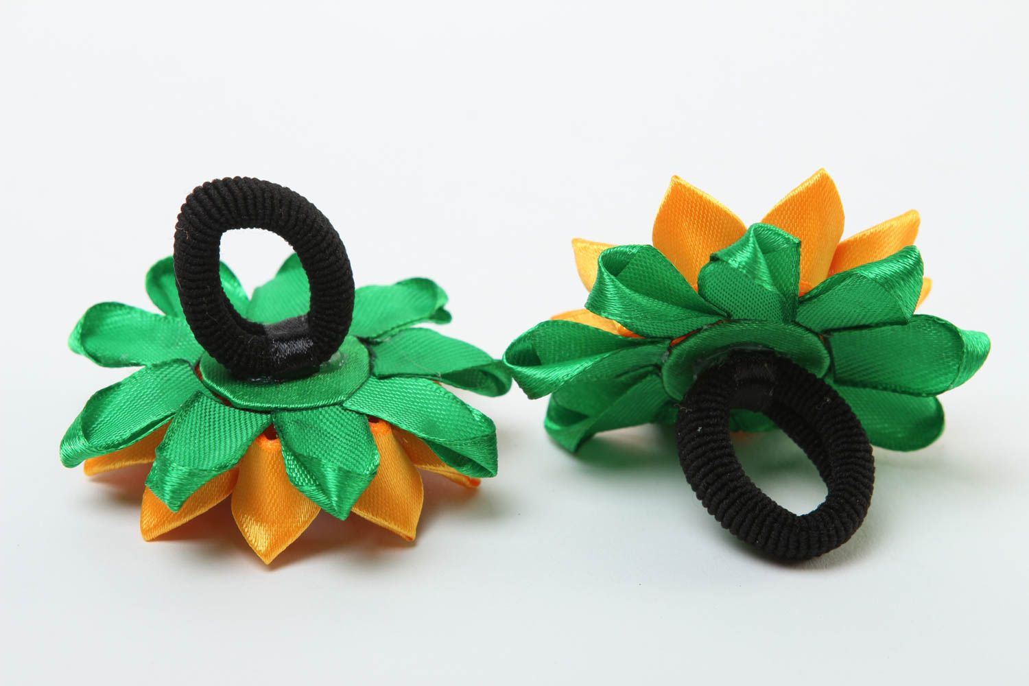 Handmade Kinder Haargummis Haarschmuck Set Accessoires für Haare 2 Stück grell foto 4