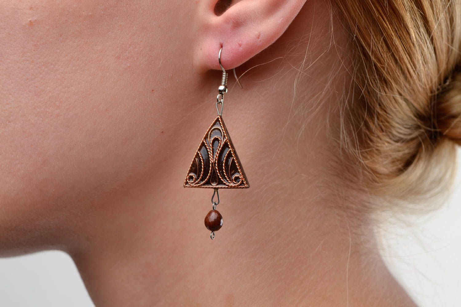 Handmade earrings wood earrings homemade jewelry dangling earrings gifts for her photo 1