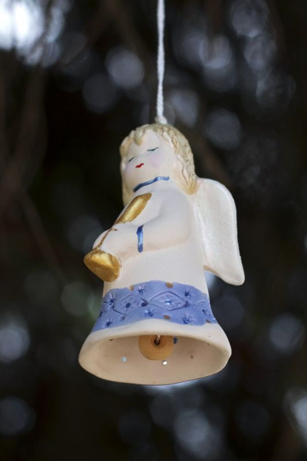 Campanello d'autore in ceramica fatto a mano campanella tenera bianca
 foto 4
