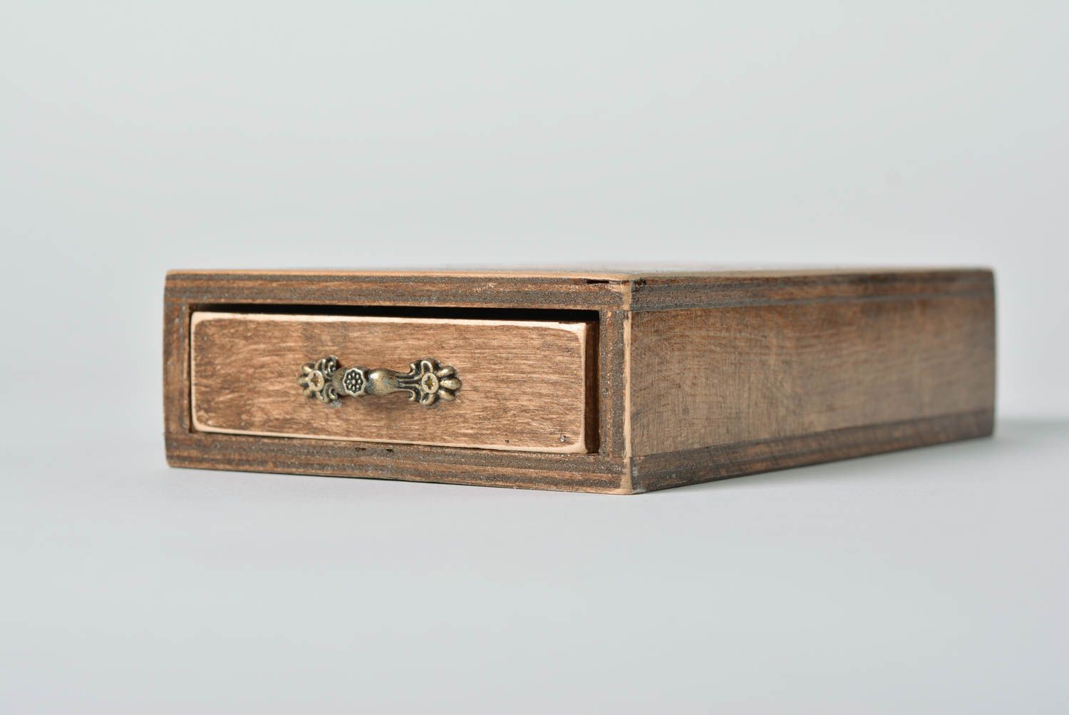 Coffret fait main en bois peint avec un tiroir petit pratique pour bijoux photo 2