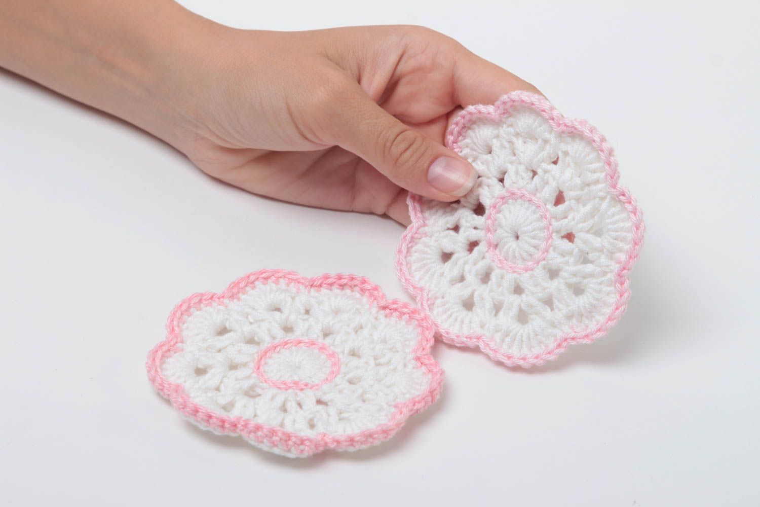 Set of 2 handmade crochet lace coasters hot pads table decor ideas home textiles photo 5