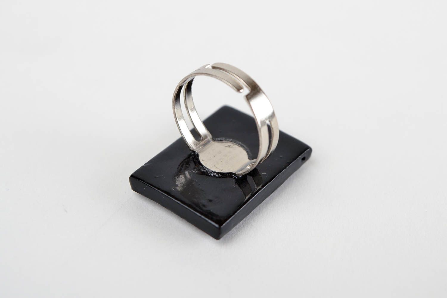 Кольцо ручной работы кольцо для девушек украшение из полимерной глины крупное фото 5