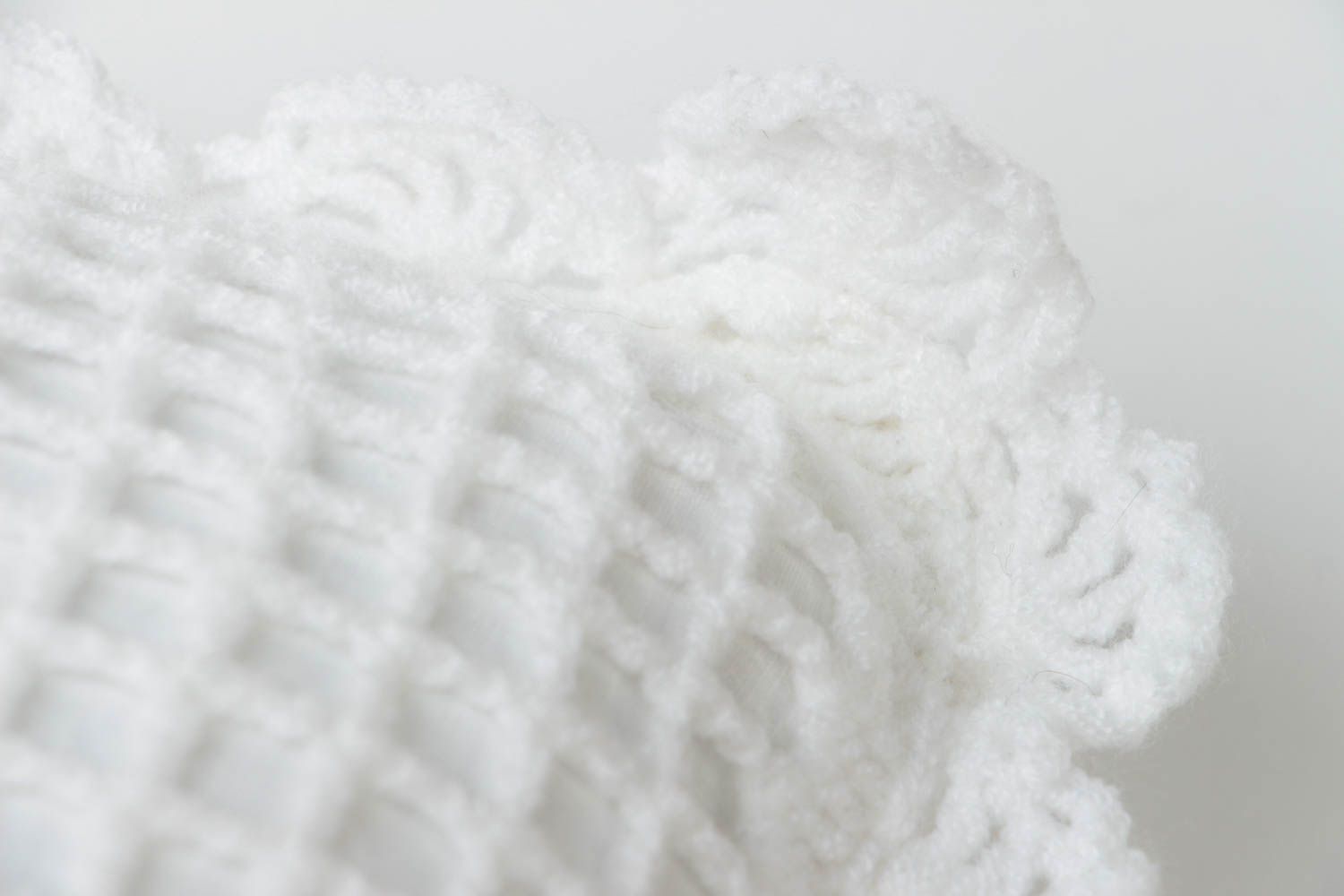 Handmade decorative crochet cushion white soft accent pillow photo 4