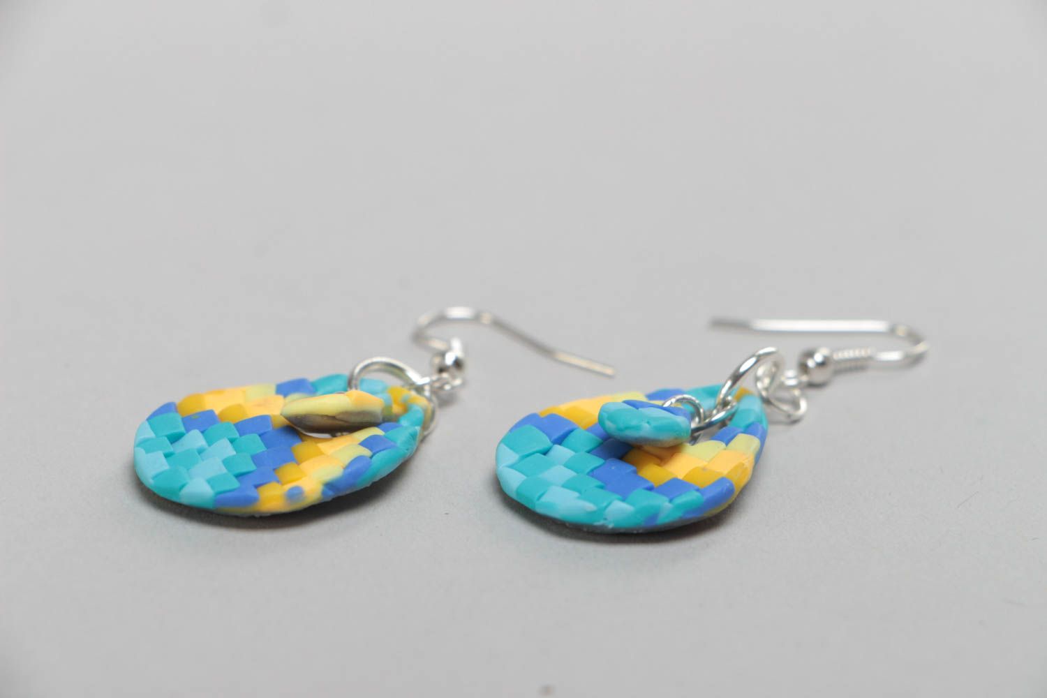 Polymer clay earrings with charms unusual stylish handmade summer jewelry photo 3