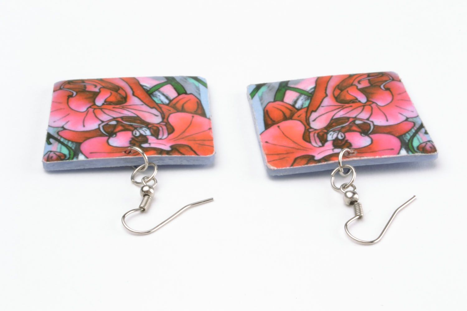 Colourful earrings made of polymer clay photo 5