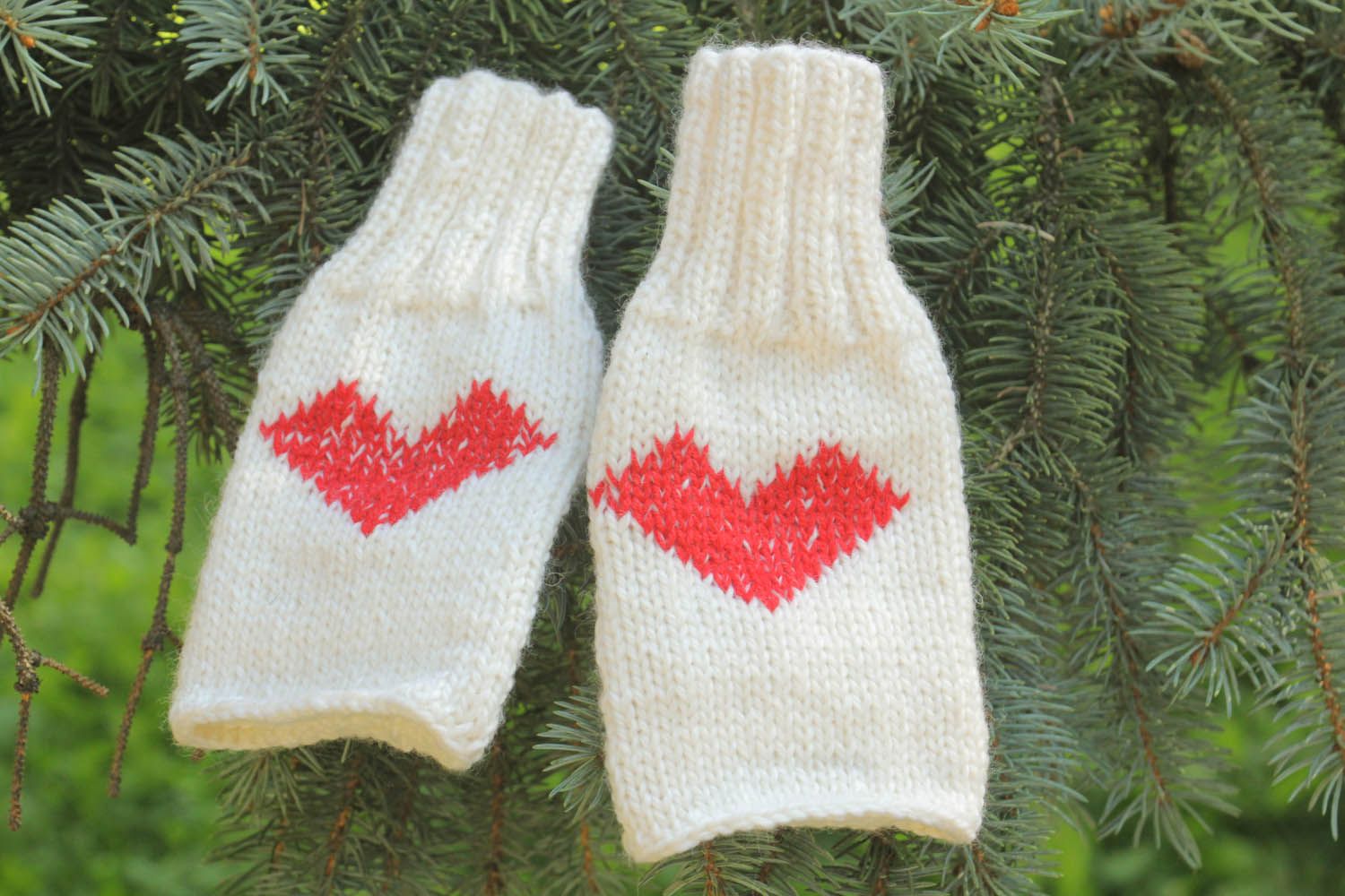 Semi mitenes tricotados com agulhas à mão de semi lã acessório de roupa  foto 5