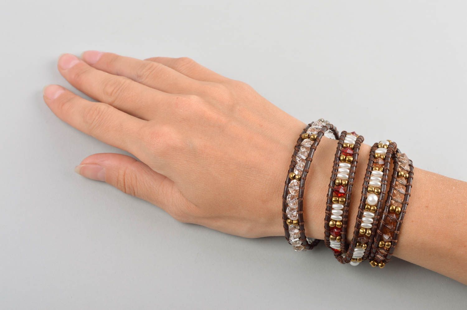 Bracelet perles rocaille Bijou fait main mode 4 tours Accessoire femme photo 5
