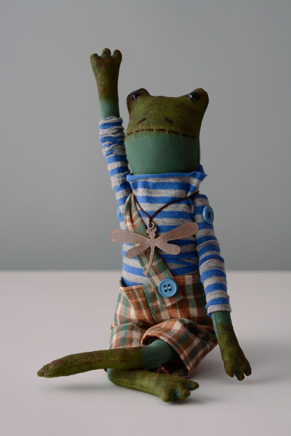 Fabric toy frog Fisherman Gennadiy  photo 3
