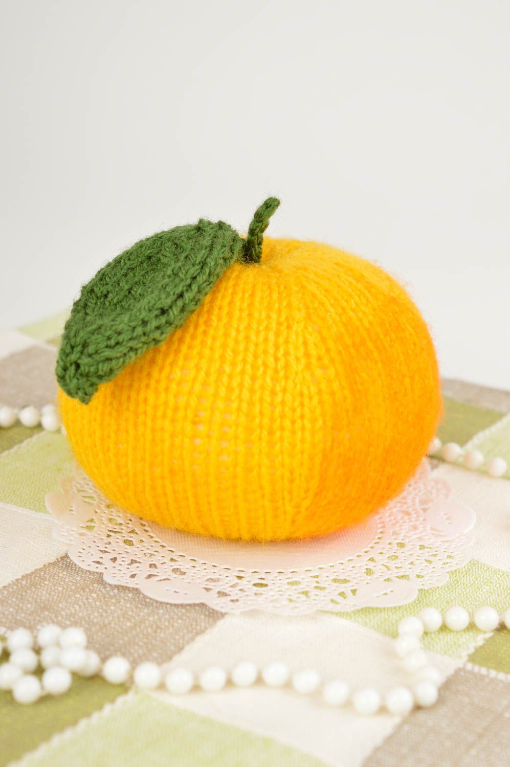 Игрушка-фрукт хэнд мэйд мягкая игрушка вязаный фрукт желтое яблоко красивое фото 1