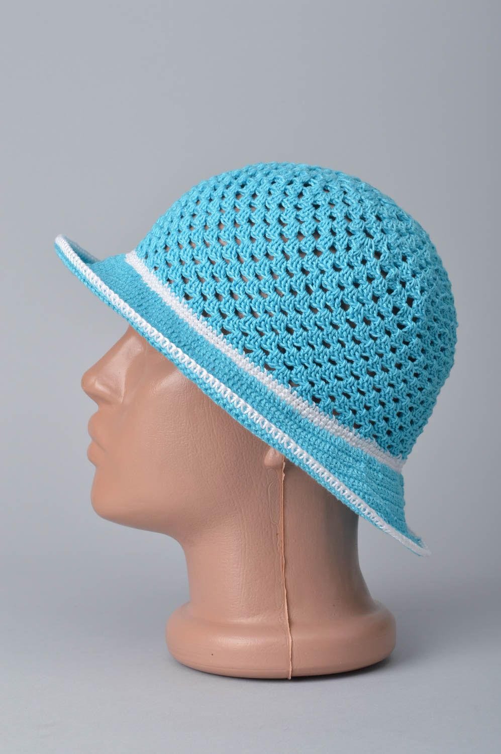 Sombrero original para niña artesanal azul claro ropa infantil regalo original foto 3