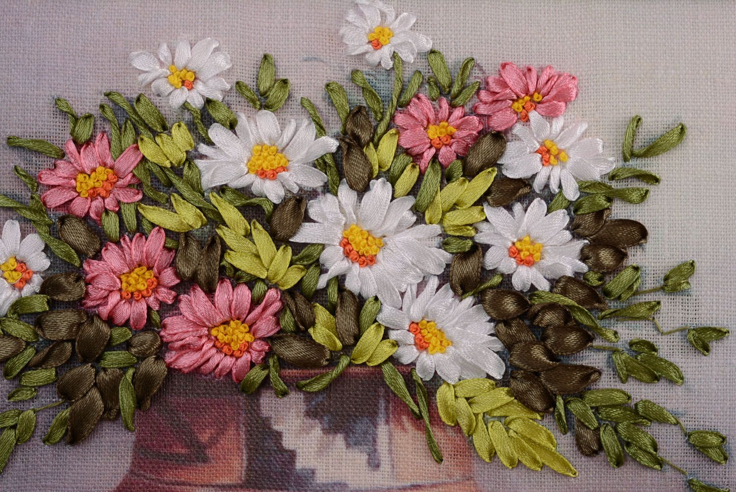 Embroidered still life Bouquet of Chamomiles photo 5