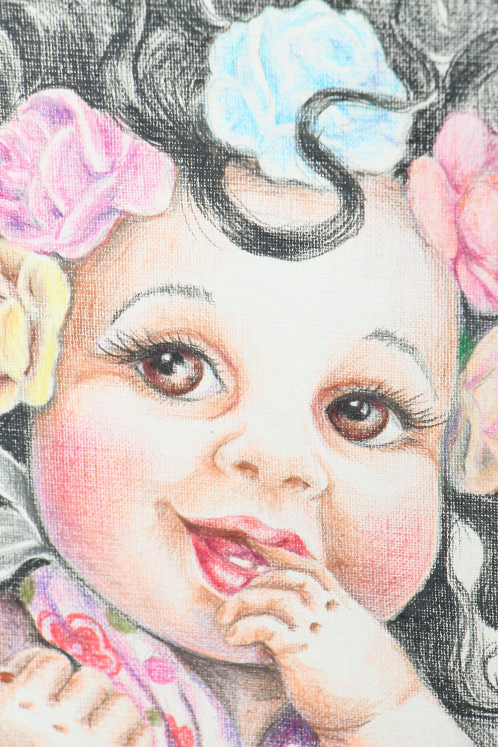 Peinture aux crayons de couleur Fille avec roses  photo 2