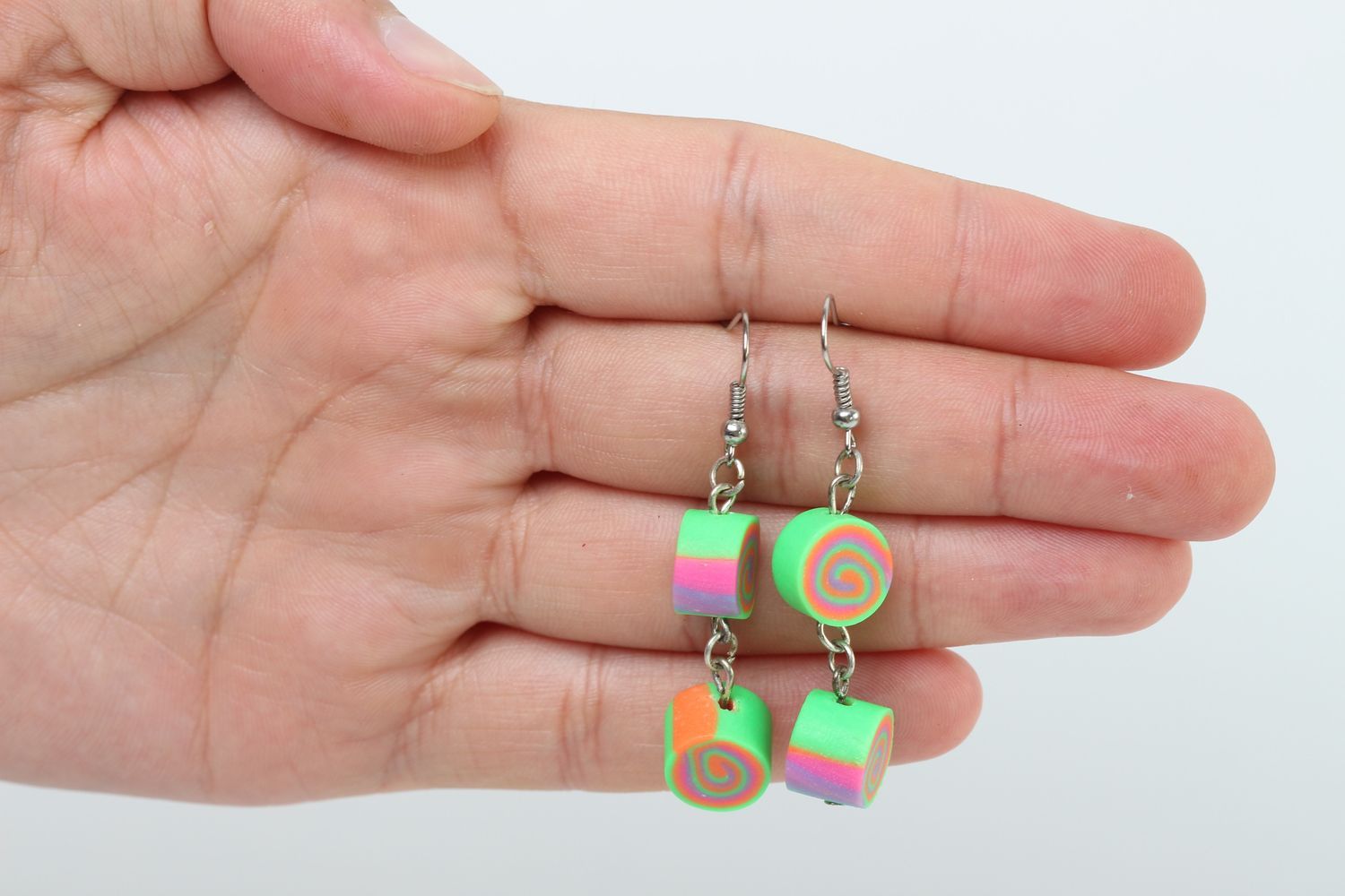 Handmade stylish accessory unusual plastic earrings cute dangling earrings photo 5