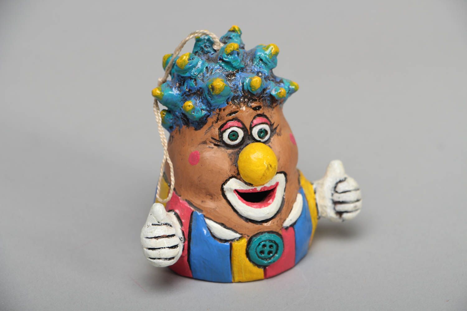 Керамический колокольчик с росписью оригинальный Клоун фото 1