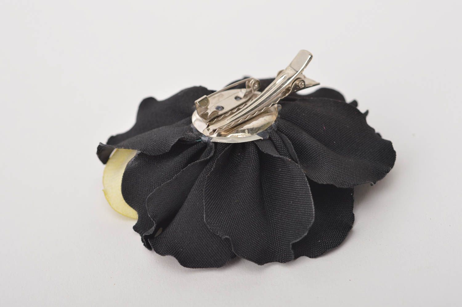 Украшение ручной работы заколка-брошь украшение трансформер с черным цветком фото 4