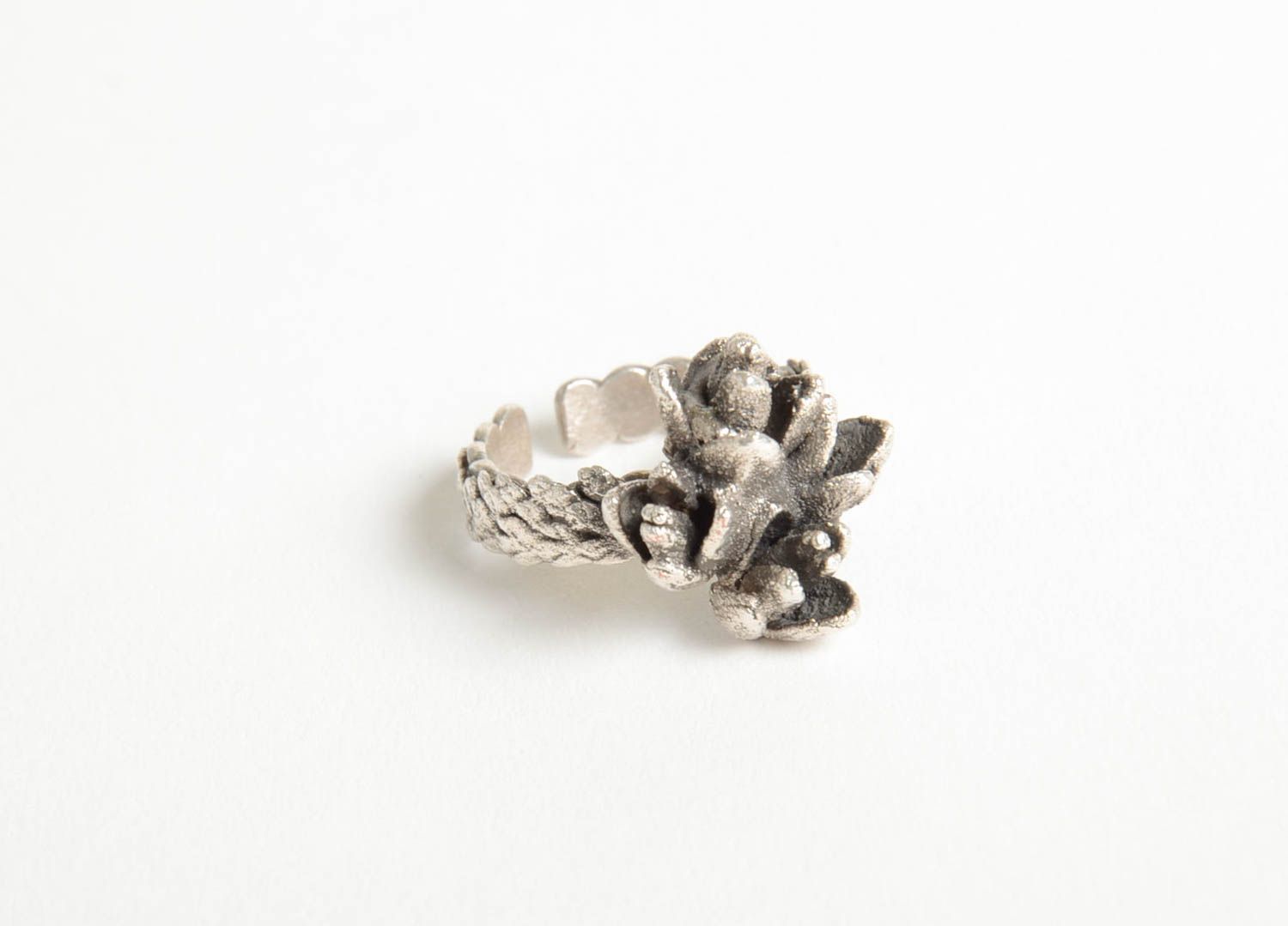 Серебряное кольцо хэнд мэйд женское кольцо серебряное украшение объемное фото 5